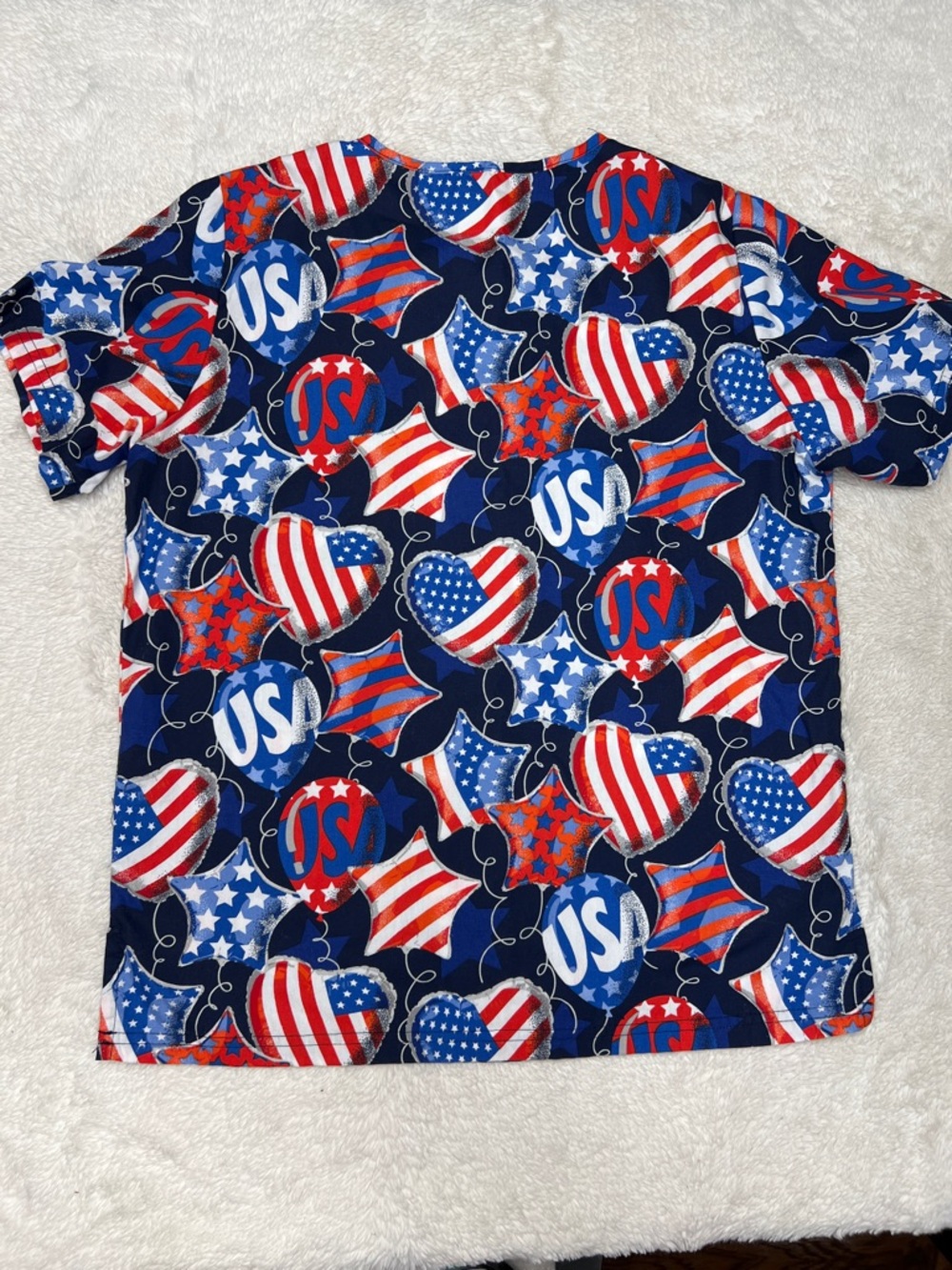 Butter-Soft Originals USA Patriotic Women's 2 pocket Printed Scrub Top small - Picture 7 of 8